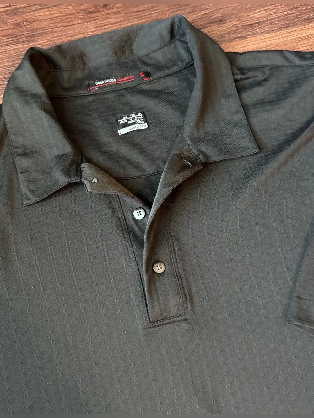 Nike Polo Shirt Mens 2XL Tiger Woods Dri-FIT Black Golf Performance Short Sleeve